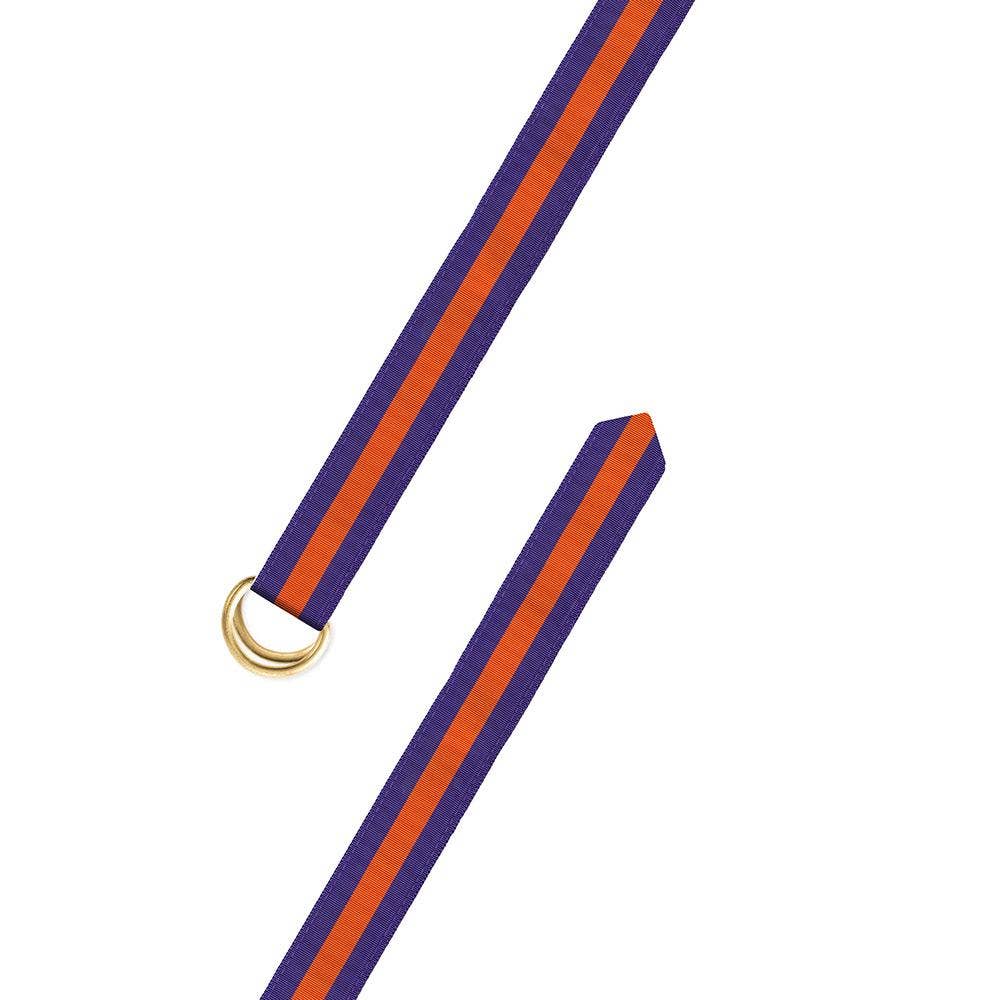 Purple & Orange Grosgrain Ribbon D-Ring Belt