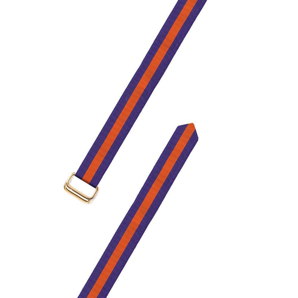 Purple & Orange Grosgrain Ribbon D-Ring Belt